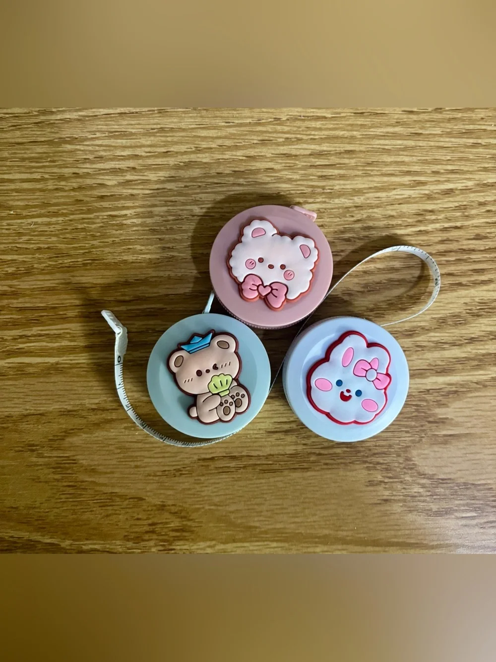 NIP Cute Pink and White Small Pets Tape Measure Set - Adorable Animal Designs